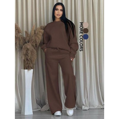 Womens FleeceLined Loose Fit TwoPiece Set Comfortable