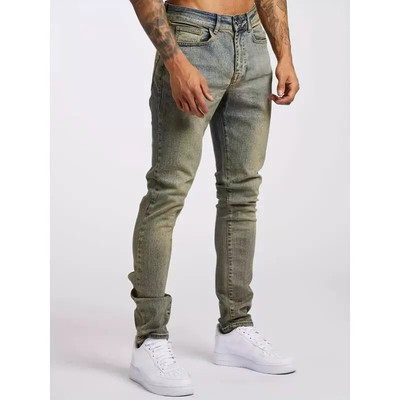 Slim Fit Vintage Jeans High Stretch Distressed Casual