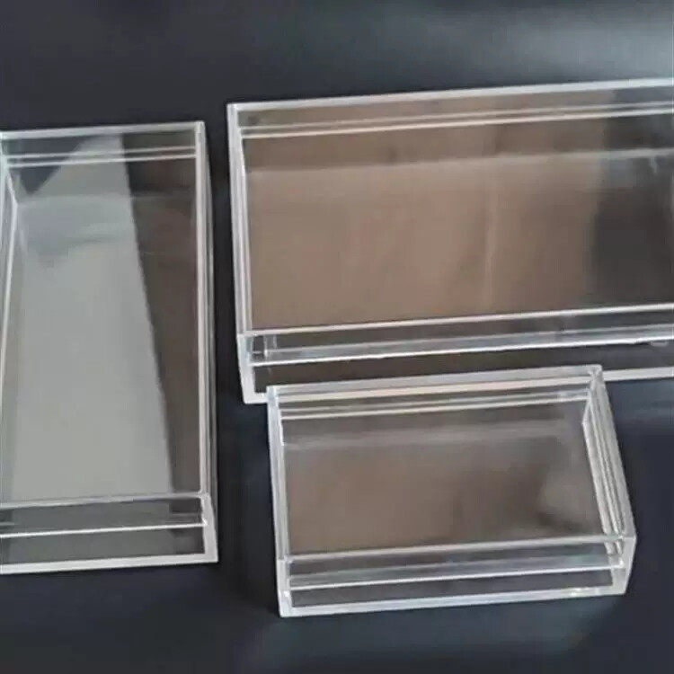 加厚高档长方形塑料透明亚克力收纳盒带盖首饰摆件展示水晶小盒子