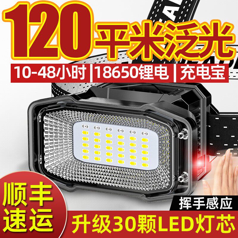 2024新款超大泛光头灯强光充电超亮超长续航100小时钓鱼专用户外