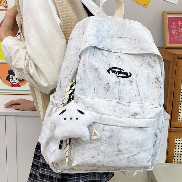 书包大学生简约ins扎染高中生小众百搭双肩包大容量初中日系背包