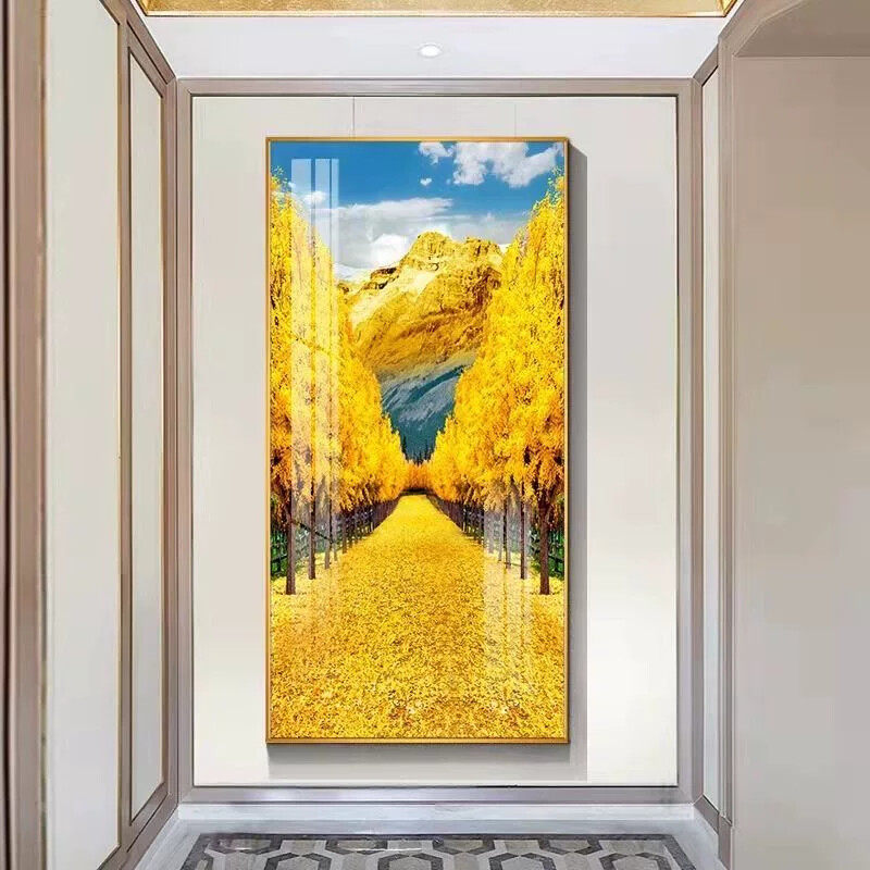 现代简约进门麋鹿玄关装饰画客厅走廊过道挂画竖版壁画招财风水画