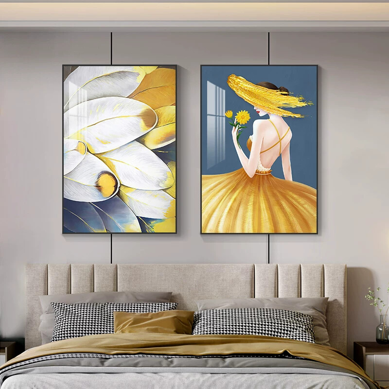 卧室床头装饰画北欧现代简约主卧挂画小众民宿房间墙画饭厅壁画