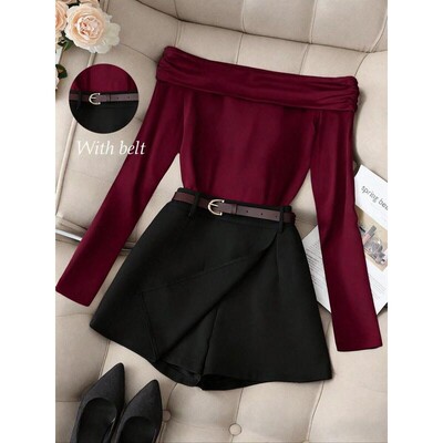 Womens Casual Fashion Commuter One Shoulder Fitted Long