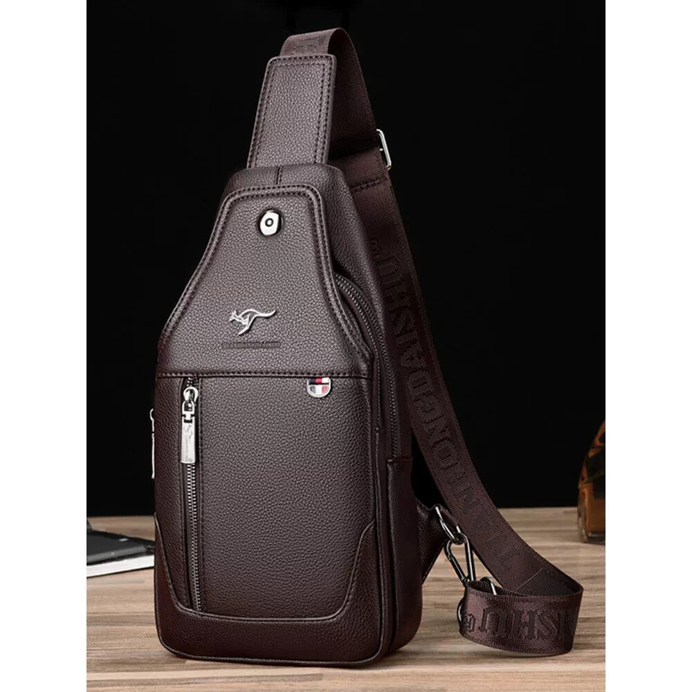 真皮胸包男2025新款防水皮质斜挎包休闲大容量多功能潮牌小号背包