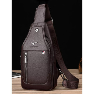 真皮胸包男2025新款防水皮质斜挎包休闲大容量多功能潮牌小号背包