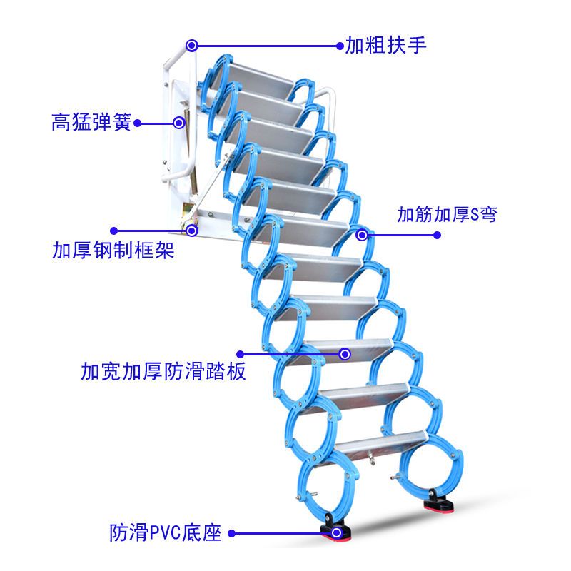 壁挂式阁楼伸缩楼梯家用升降折叠复式室内室外整体自动伸拉梯
