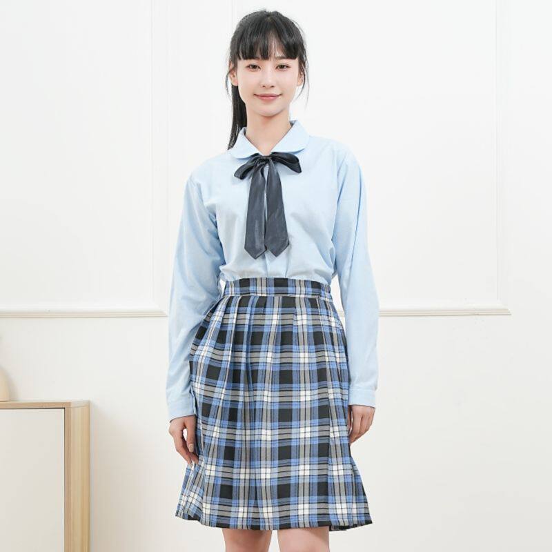 中学女冬礼服深圳校服初中高中礼仪服制服表演服裙子蓝色格子裙