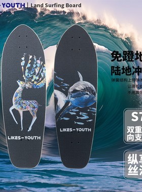 [网红陆冲滑板]LIKES-YOUTH陆地冲浪板专业滑板新手陆冲成人滑板