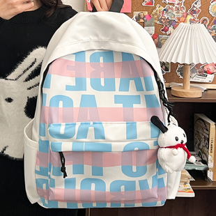 混的人书包书包韩系撞色高中生高颜值女大学生简约上课通勤电脑双