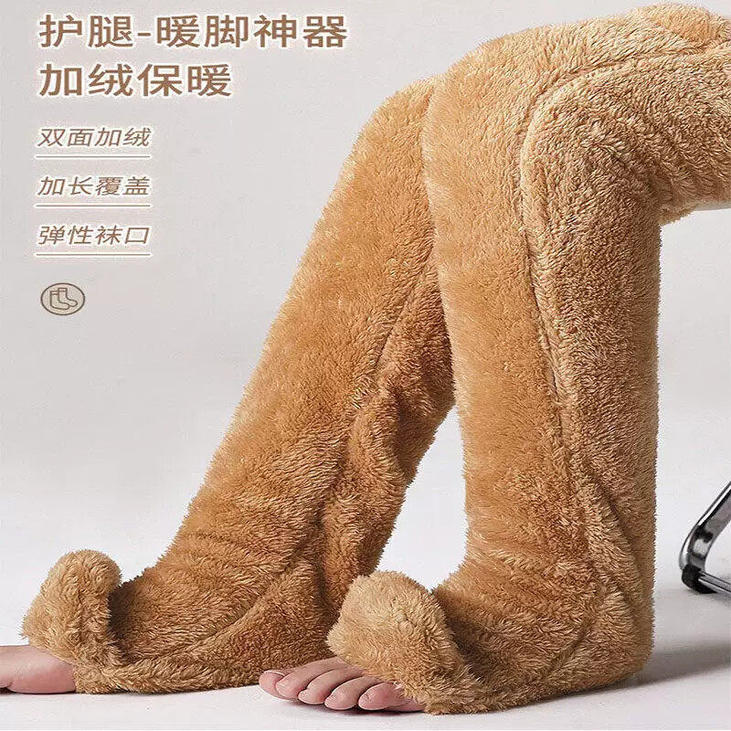 晚上睡觉时穿的袜子暖脚防冻老年人护膝保暖睡眠袜长筒男女冬脚套