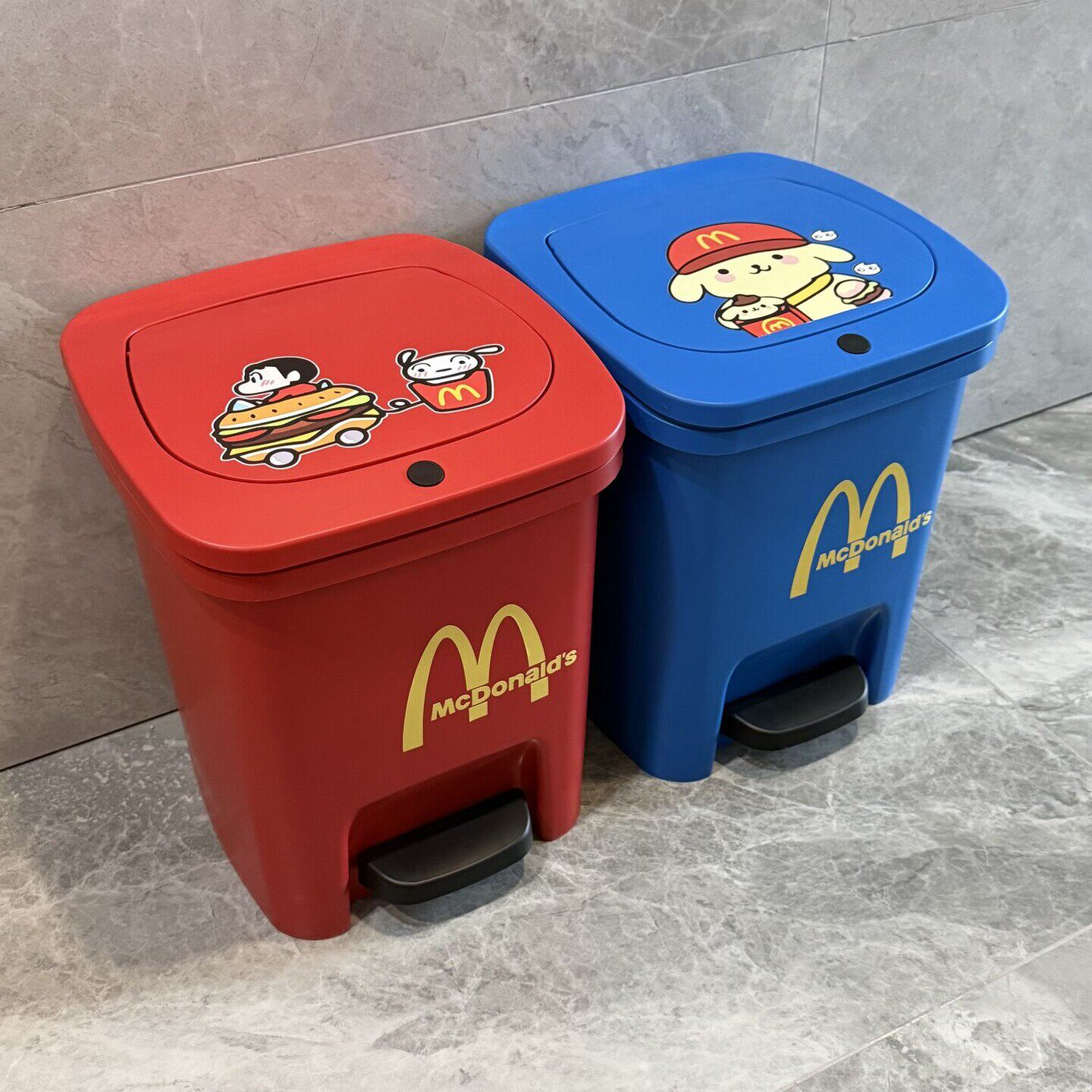 麦当劳垃圾桶带盖厨房卫生间卧室客厅高颜值脚踩按压双开纸篓大号