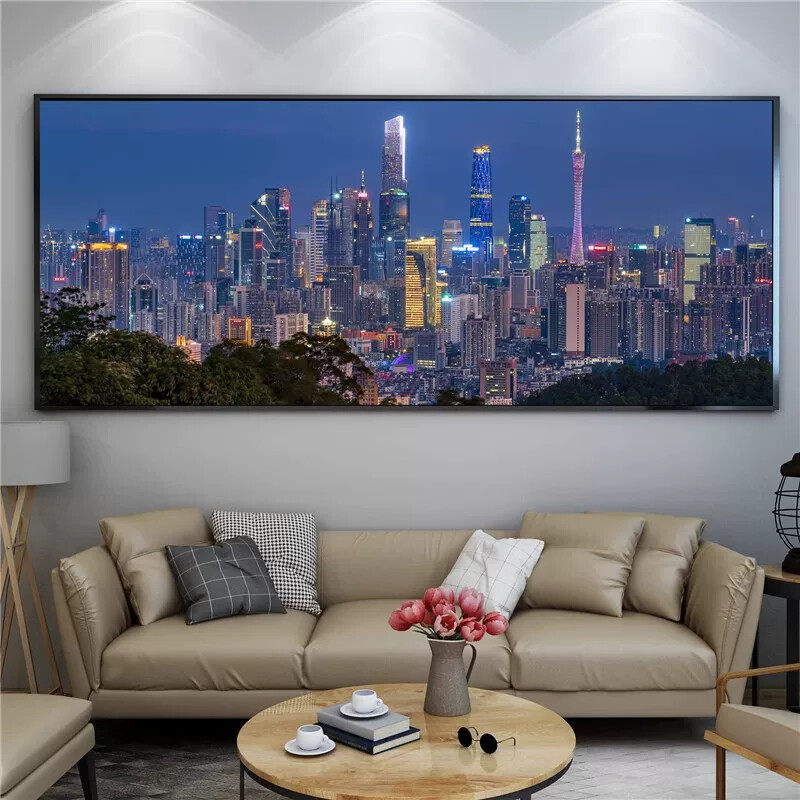 广州塔装饰画珠江新城海报羊城地标墙壁画海心沙环球金融中心挂画