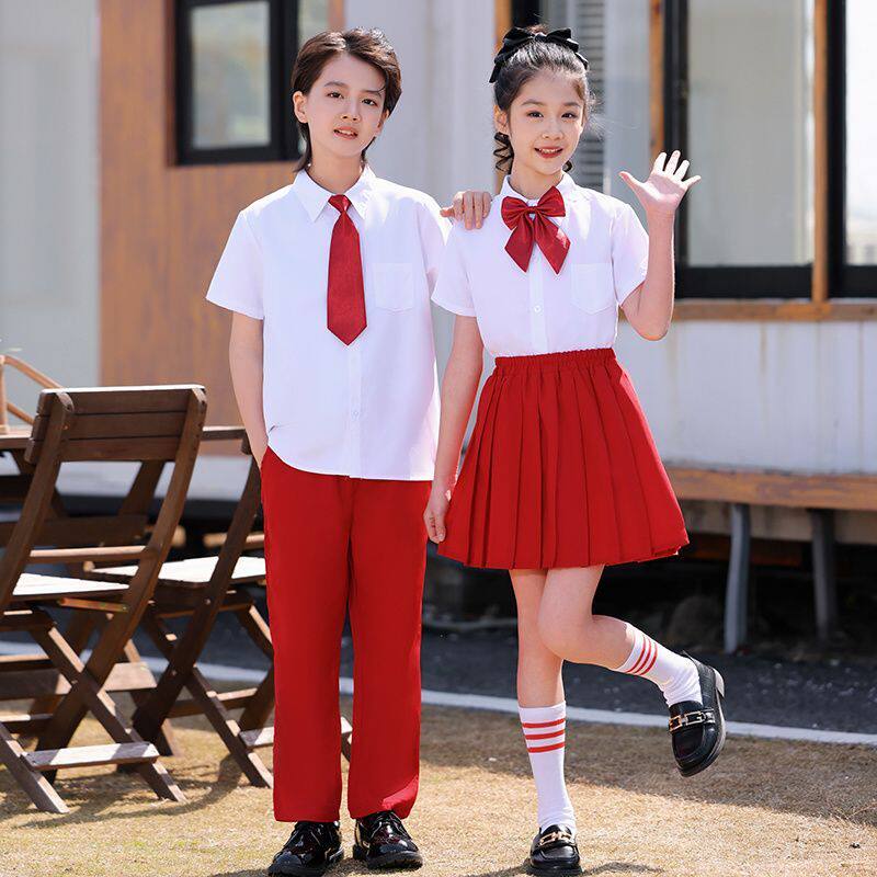 六一儿童节小学生表演服国庆班级大合唱朗诵演出服喜庆洋气红裙子