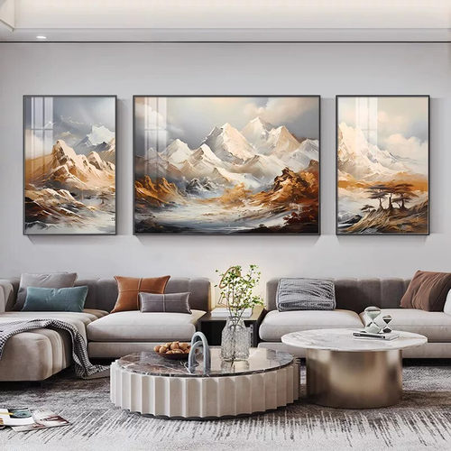 现代风景客厅装饰画简约大气三联画北欧墙壁画高档沙发背景墙挂画