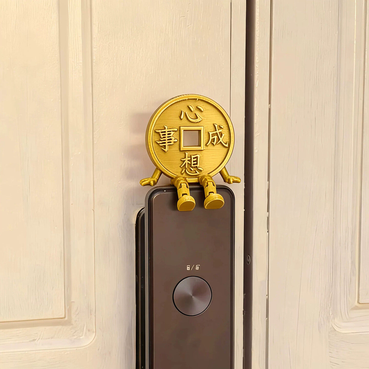 心想事成新年摆件装饰智能门锁门把手3d立体乔迁玄关马年春节布置