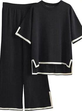 2026Sweater Sets Women 2 Piece Lounge Sets Short Sleeve Knit