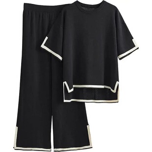 2026Sweater Sets Women 2 Piece Lounge Sets Short Sleeve Knit