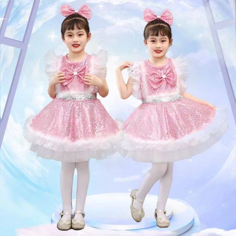 儿童六一演出服亮片蓬蓬裙公主男女童新款幼儿园纱裙舞蹈可爱表演