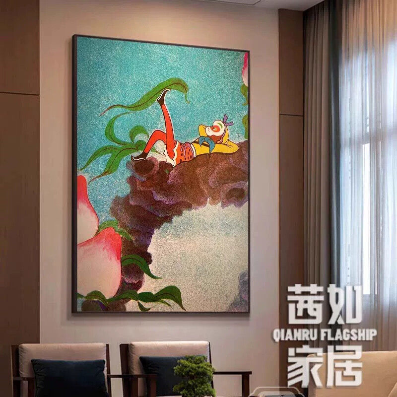 新中式西游记客厅装饰画蟠桃园古典东方美学餐厅挂画书房民宿壁画