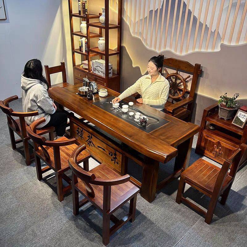 老船木茶桌桌椅组合功夫客厅茶几实木家用中式办公室茶台套装一体