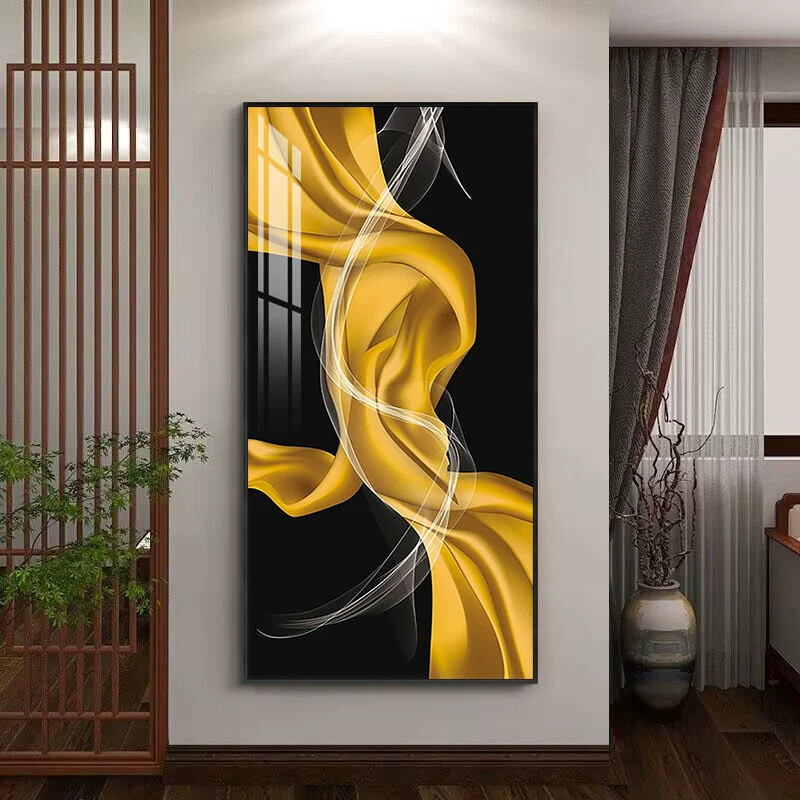 装饰画后现代抽象轻奢走廊过道玄关壁画橙色竖版客厅入户楼梯挂画
