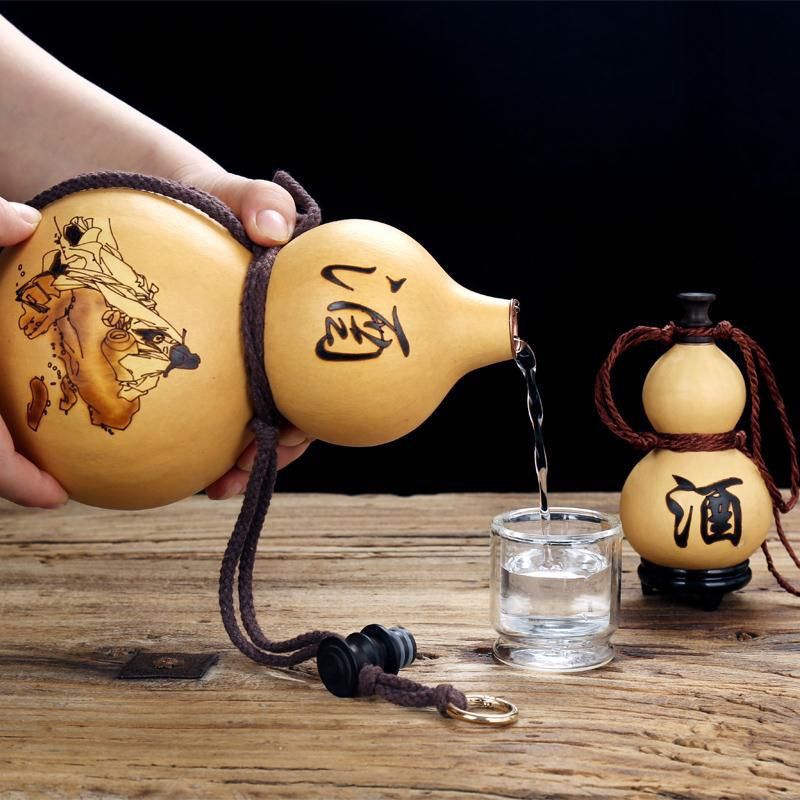 稀奇古怪酒壶葫芦天然酒葫芦装酒酒壶摆件防渗古风酒水蜂蜡仿古随