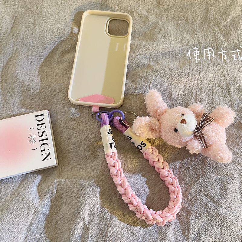 高颜值小挂件软妹ins少女棕色蝴蝶结兔子手机挂绳挂饰品背包女钥