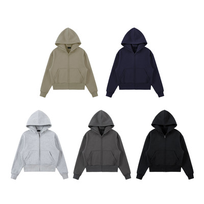 〔 PLUS NO LOGO 〕抗菌440G密绒短款拉链帽衫卫衣外套clean fit