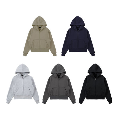 〔 PLUS NO LOGO 〕抗菌440G密绒短款拉链帽衫卫衣外套clean fit