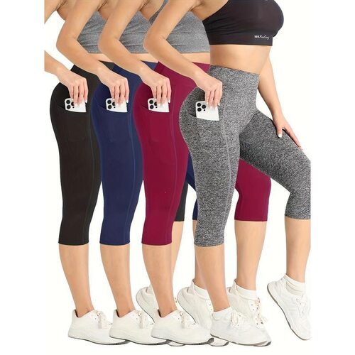 4Pack High Waisted Booty Sculpting Yoga Capris Compression