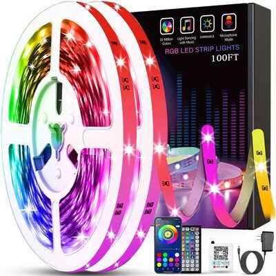 New Deal RGB LED Strip Lights 100FT 2 Roll Color Changing