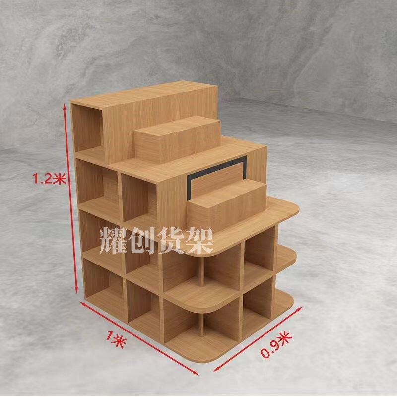 超市多功能木制木盒异型美陈货架陈列自由组合展示架多层延伸端头