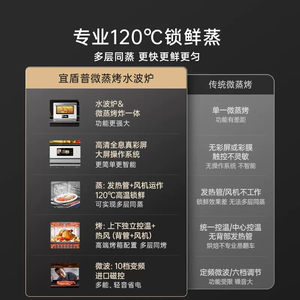 政府补宜盾普微蒸烤炸一体机台嵌两用家用微波炉三合一