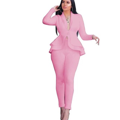 O 45181 Layered Peplum Professional Suit 荷叶边职业套装