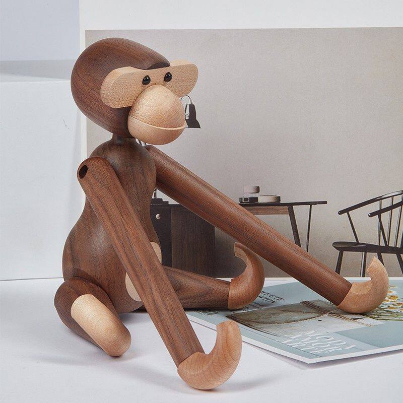 北欧黑胡桃实木猴子家居饰品摆件玄关可爱墙挂件创意手工木制品