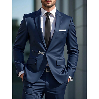 I 40255 Solid long sleeve groomsman suit set 纯色长袖伴郎礼