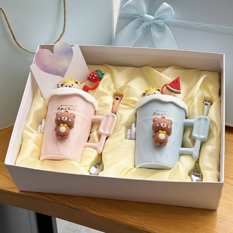 高颜值马克杯办公室带盖家用水杯情侣可爱生日礼物陶瓷杯子女生