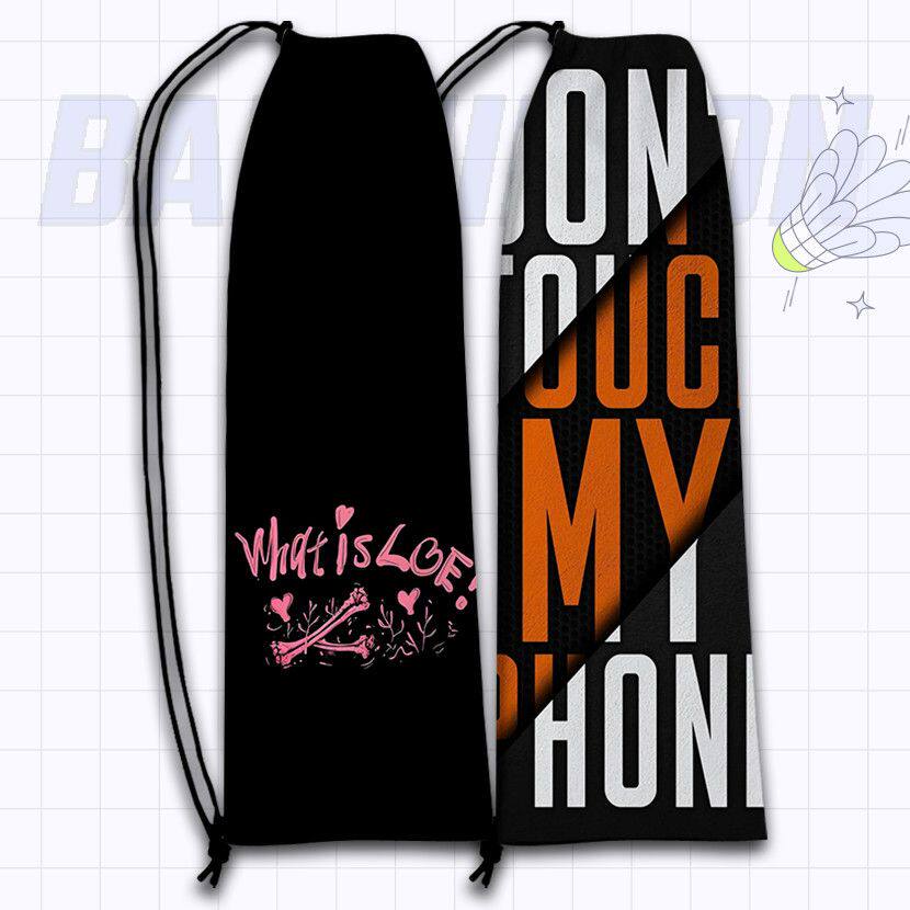 风格字母酷炫卡通收纳袋收纳大容量印花便携单肩运动羽毛球拍袋