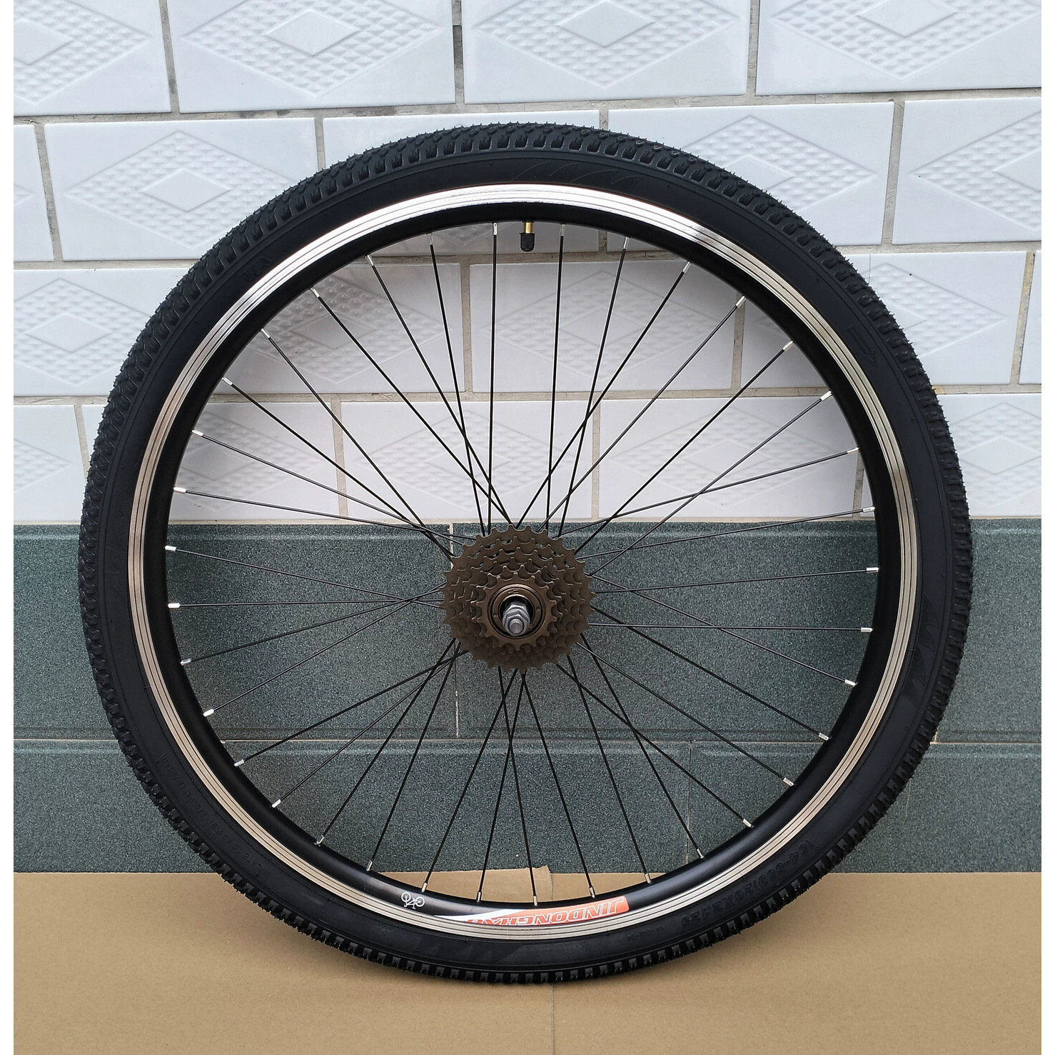 适用迪卡侬26寸24寸山地自行车培林轴承前后轮组铝合金双层刀圈变