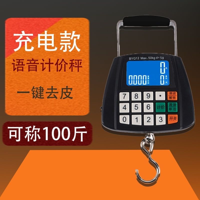 语音计价手提精准电子秤充电快递家用弹簧秤买菜便携式高精度行李