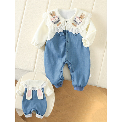 S 17257 Rabbit Collar Baby Romper 兔宝娃娃领连体哈衣跨境