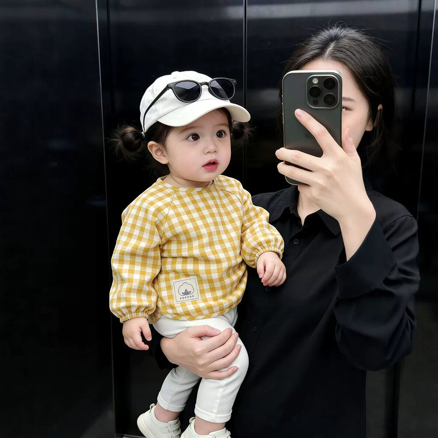 罩衣女宝宝外穿洋气韩版格子反穿衣婴儿吃饭防水防脏长袖围裙护衣