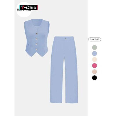 Womens Casual Crop Top Set SlimFit Woven Fabric Summer