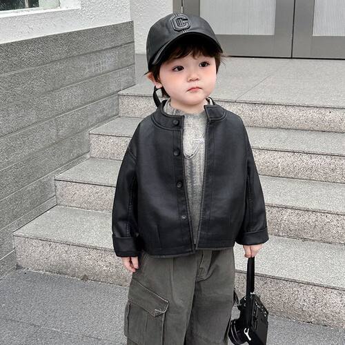 男童春秋外套儿童韩版皮衣2025新款宝宝秋季夹克上衣男孩帅气衣服