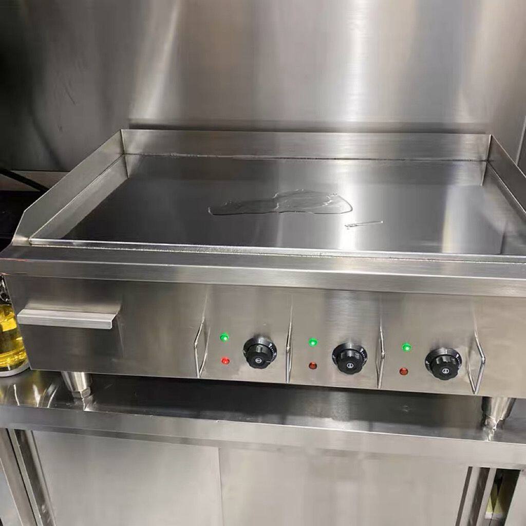 商用葱抓饼摆摊机器铁板烧铁板鱿鱼燃气镀铬不黑烤冷面设备