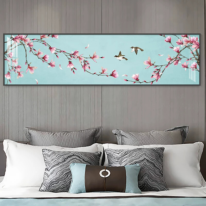 喜上眉梢卧室装饰画新中式温馨大气床头挂画现代简约主卧背景画