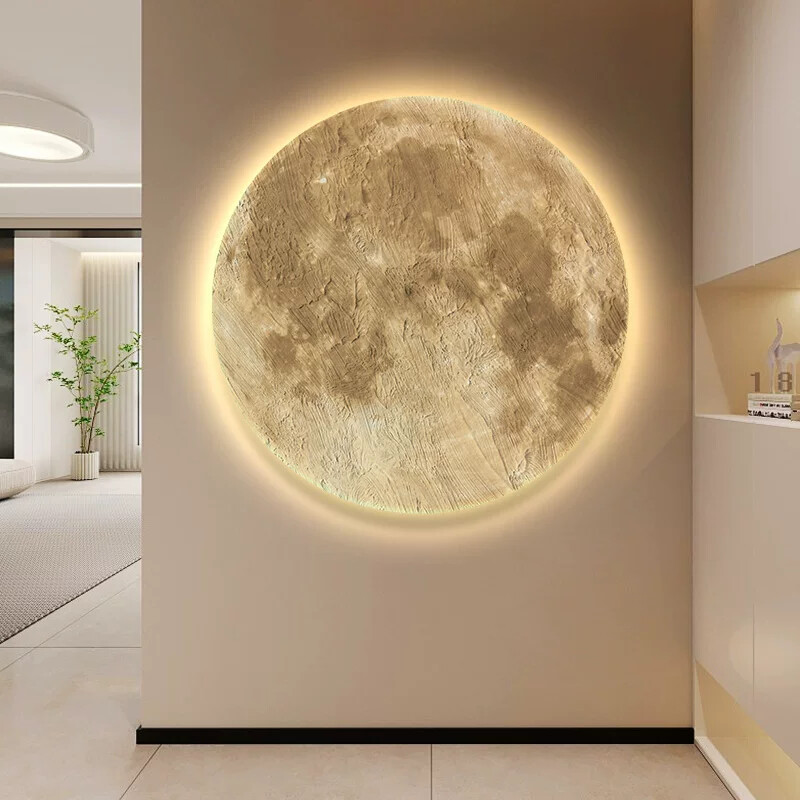 月球玄关装饰画星球走廊过道尽头氛围LED灯壁画卧室背景墙上挂画