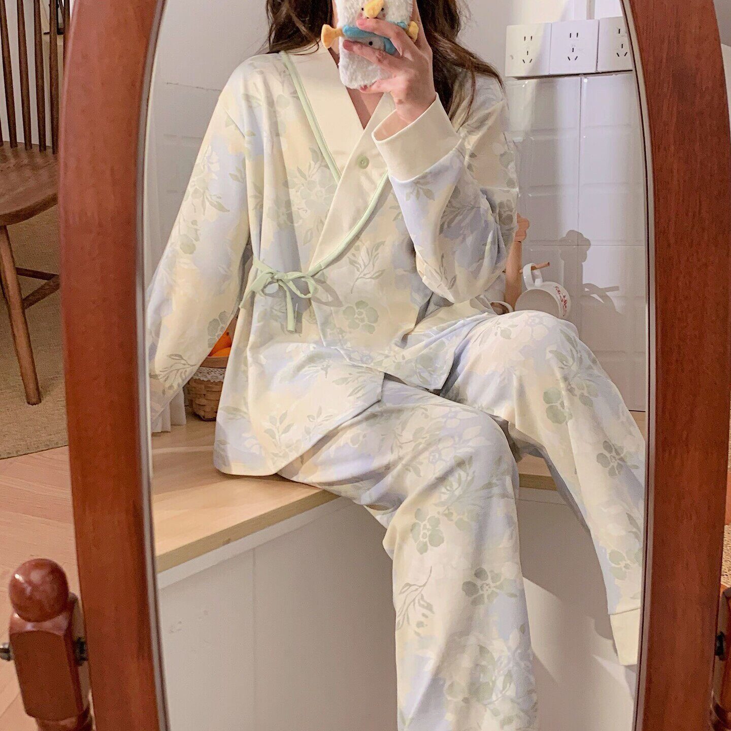 月子服夏薄款轻薄透气春夏棉质可拆卸胸垫孕妇睡衣哺乳家居待产服