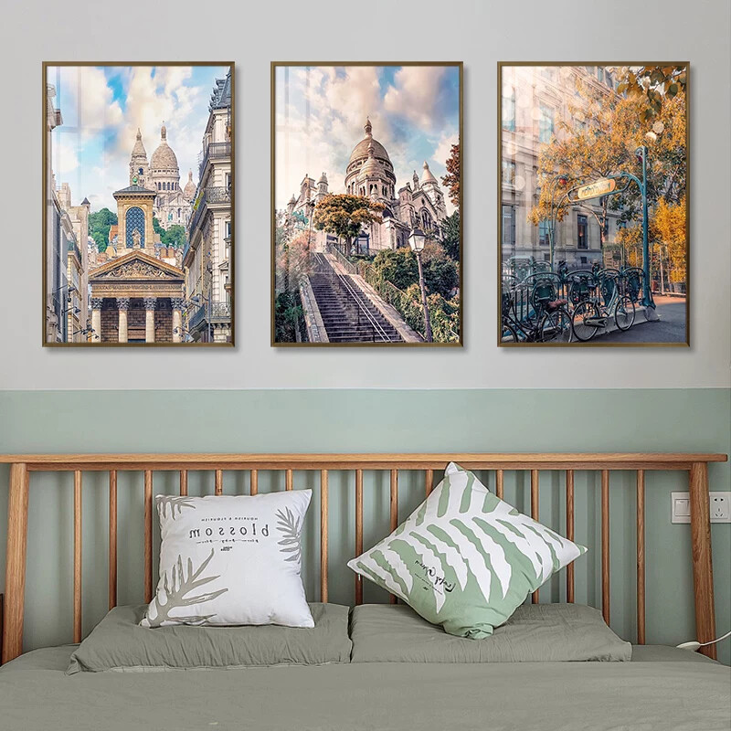 感风景建筑酒店装饰画咖啡厅西餐厅挂画壁画法国巴黎铁塔欧式高级
